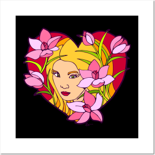 Pink Lilies and Blonde Valentine Beauty Posters and Art